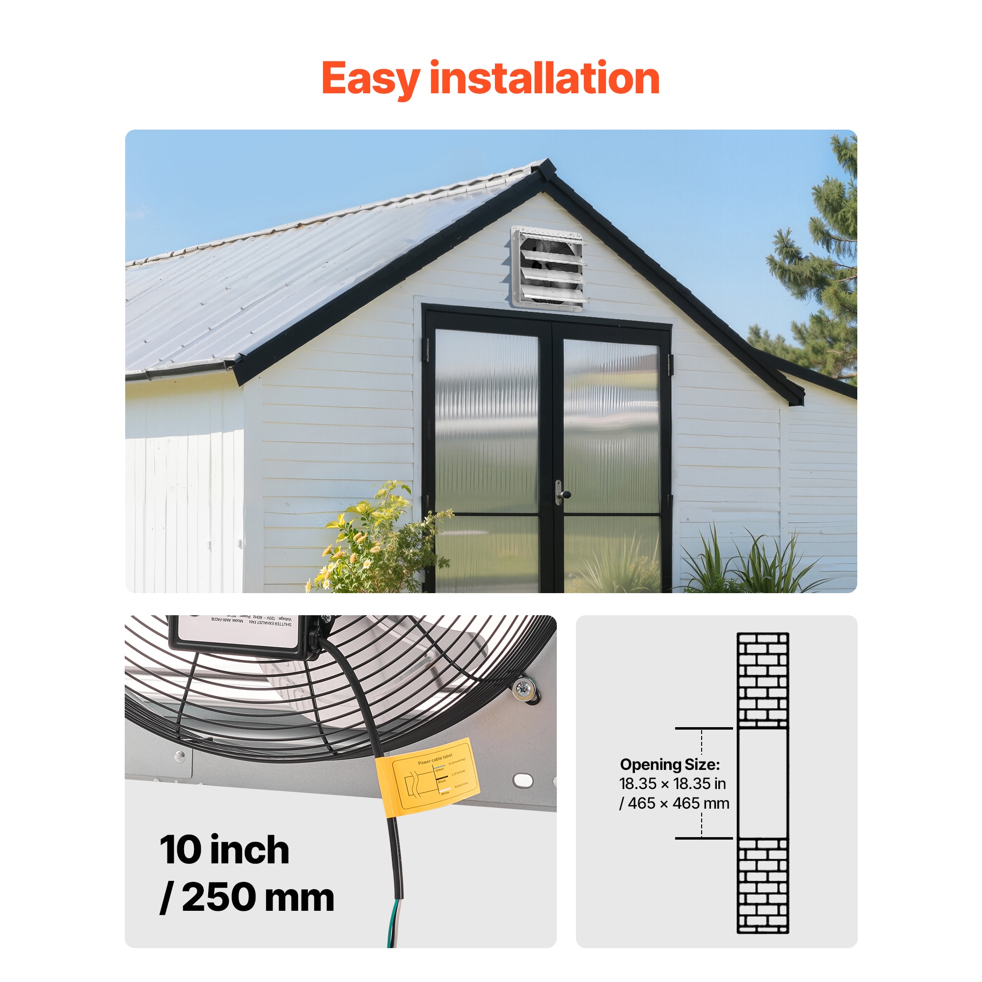18 Inch Shutter Exhaust Fan Wall Mounted Ventilation Fan Silver_voghion.com
